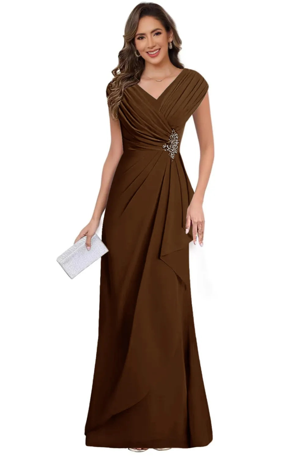 V Neck Chiffon Formal Dress for Mother of the Bride