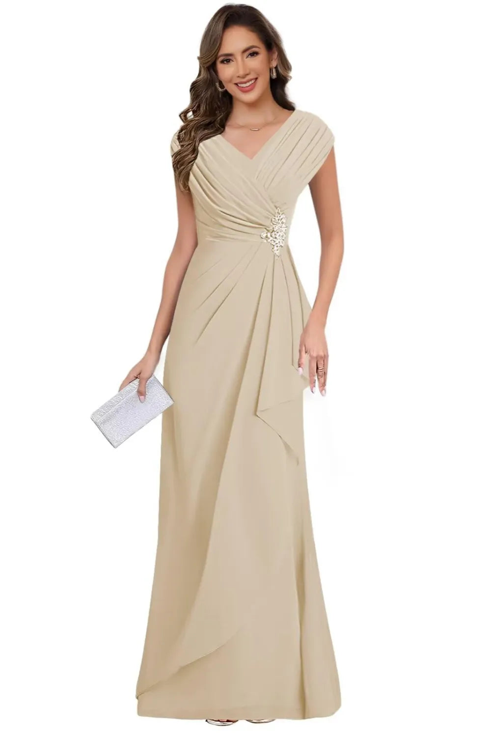 V Neck Chiffon Formal Dress for Mother of the Bride