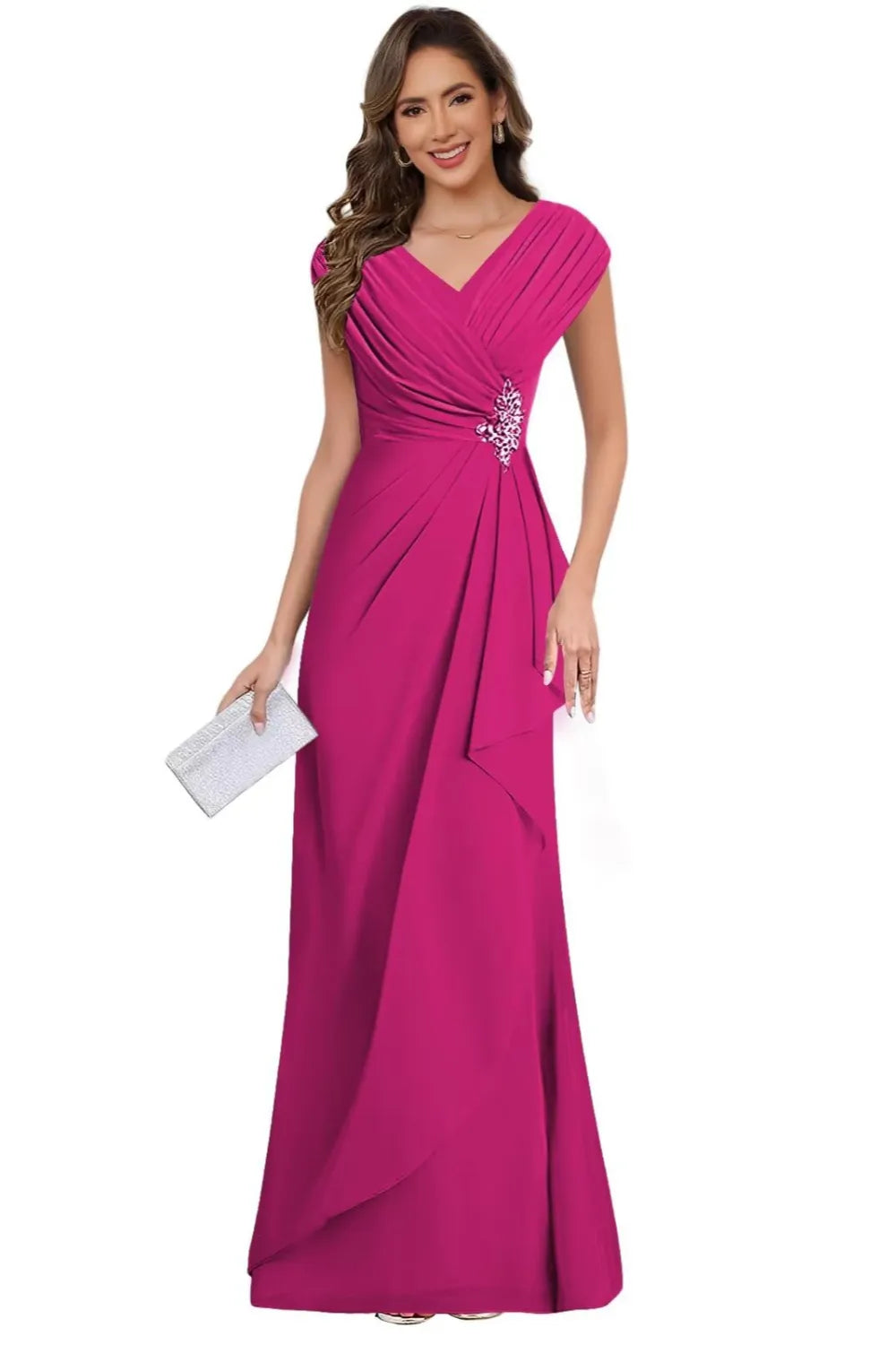 V Neck Chiffon Formal Dress for Mother of the Bride