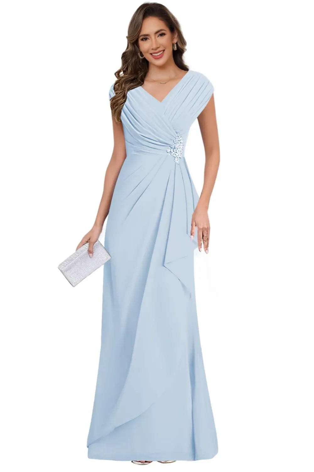 V Neck Chiffon Formal Dress for Mother of the Bride