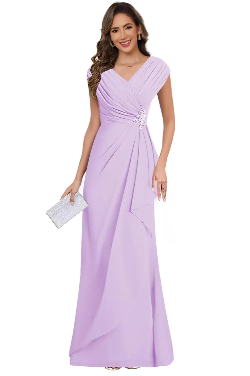 V Neck Chiffon Formal Dress for Mother of the Bride