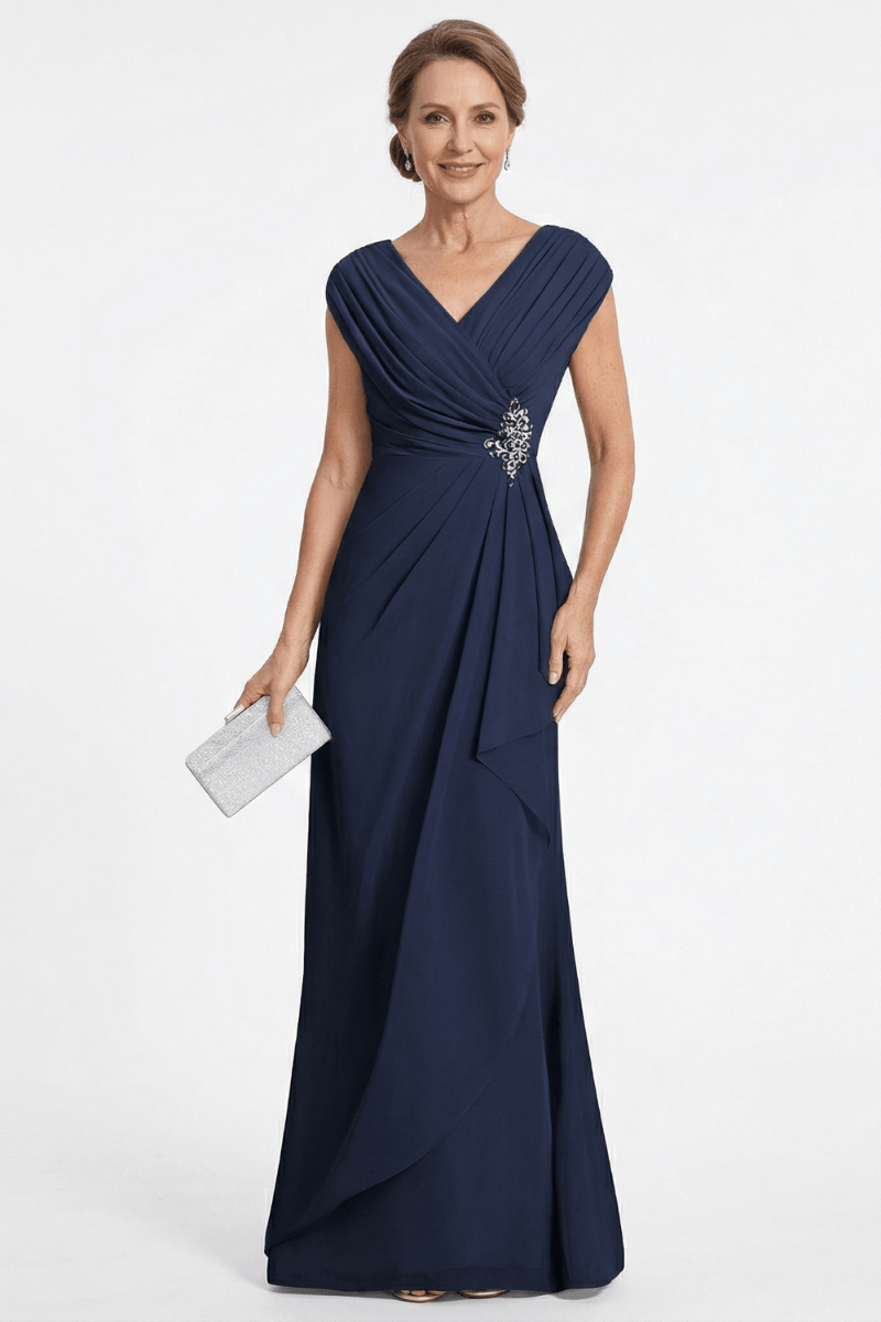 V Neck Chiffon Formal Dress for Mother of the Bride