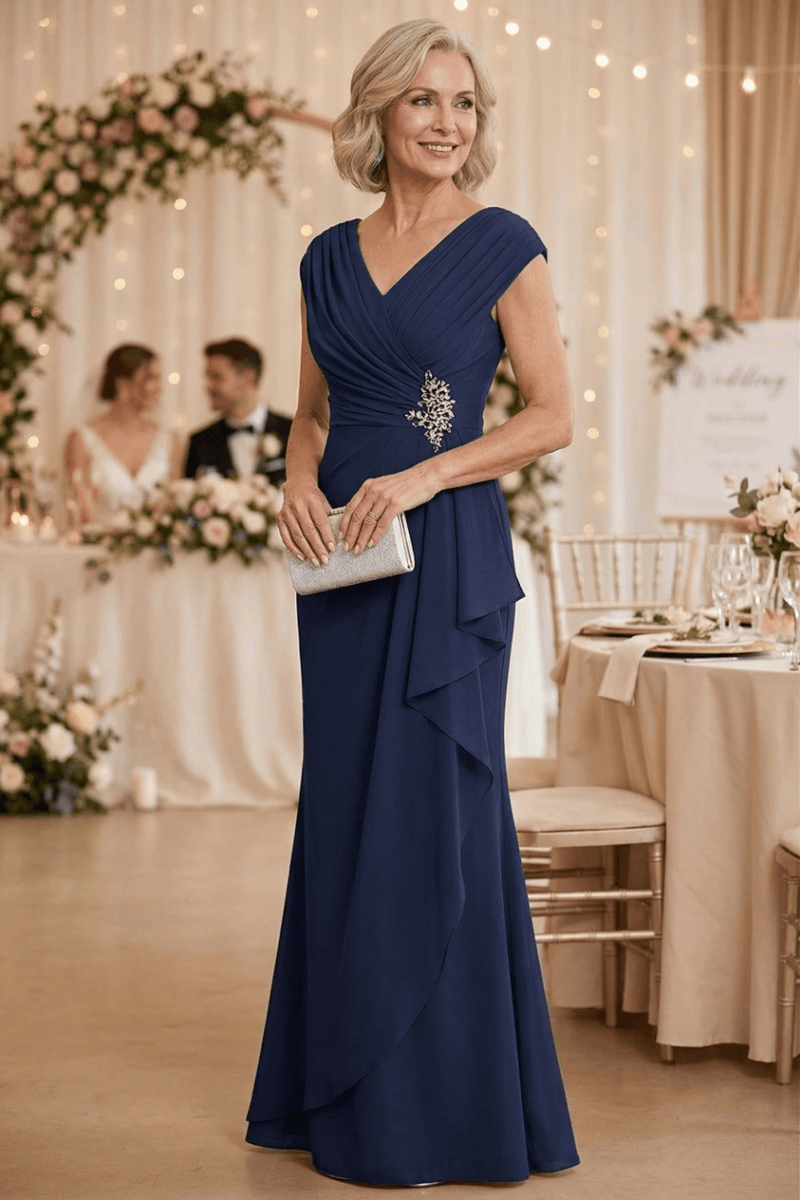 V Neck Chiffon Formal Dress for Mother of the Bride