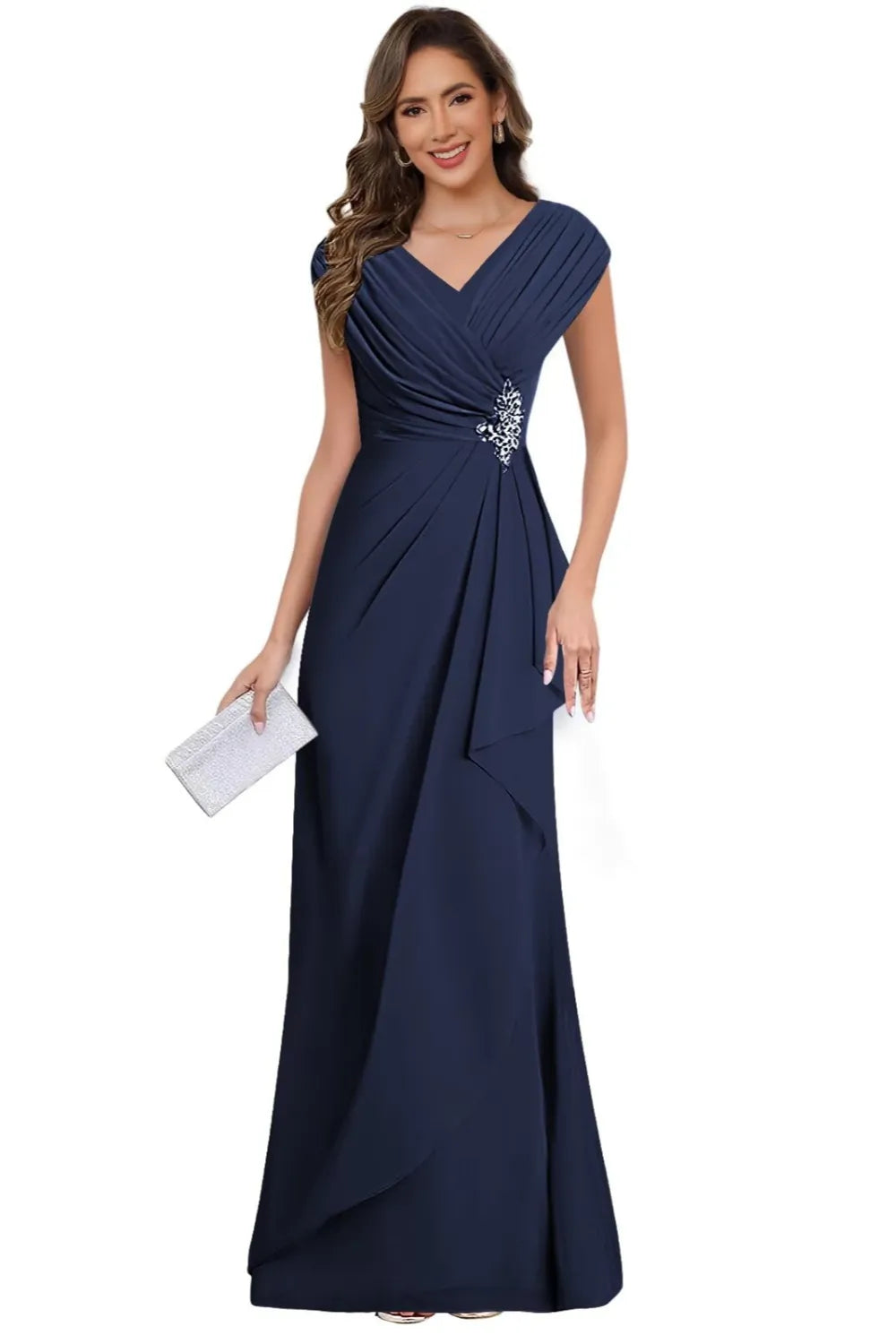 V Neck Chiffon Formal Dress for Mother of the Bride