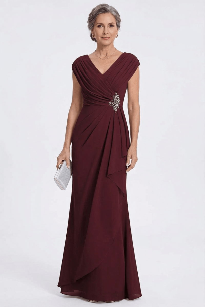 V Neck Chiffon Formal Dress for Mother of the Bride