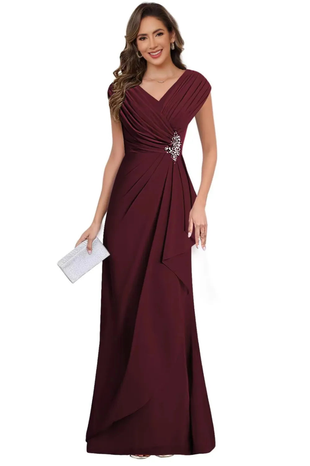 V Neck Chiffon Formal Dress for Mother of the Bride