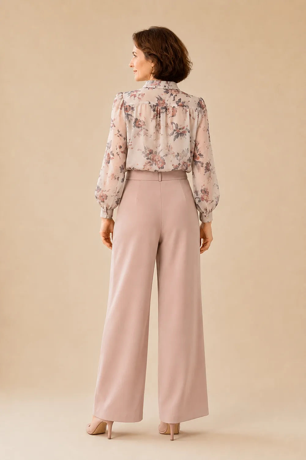 Sophisticated Floral Blouse and Wide Leg Pant Set
