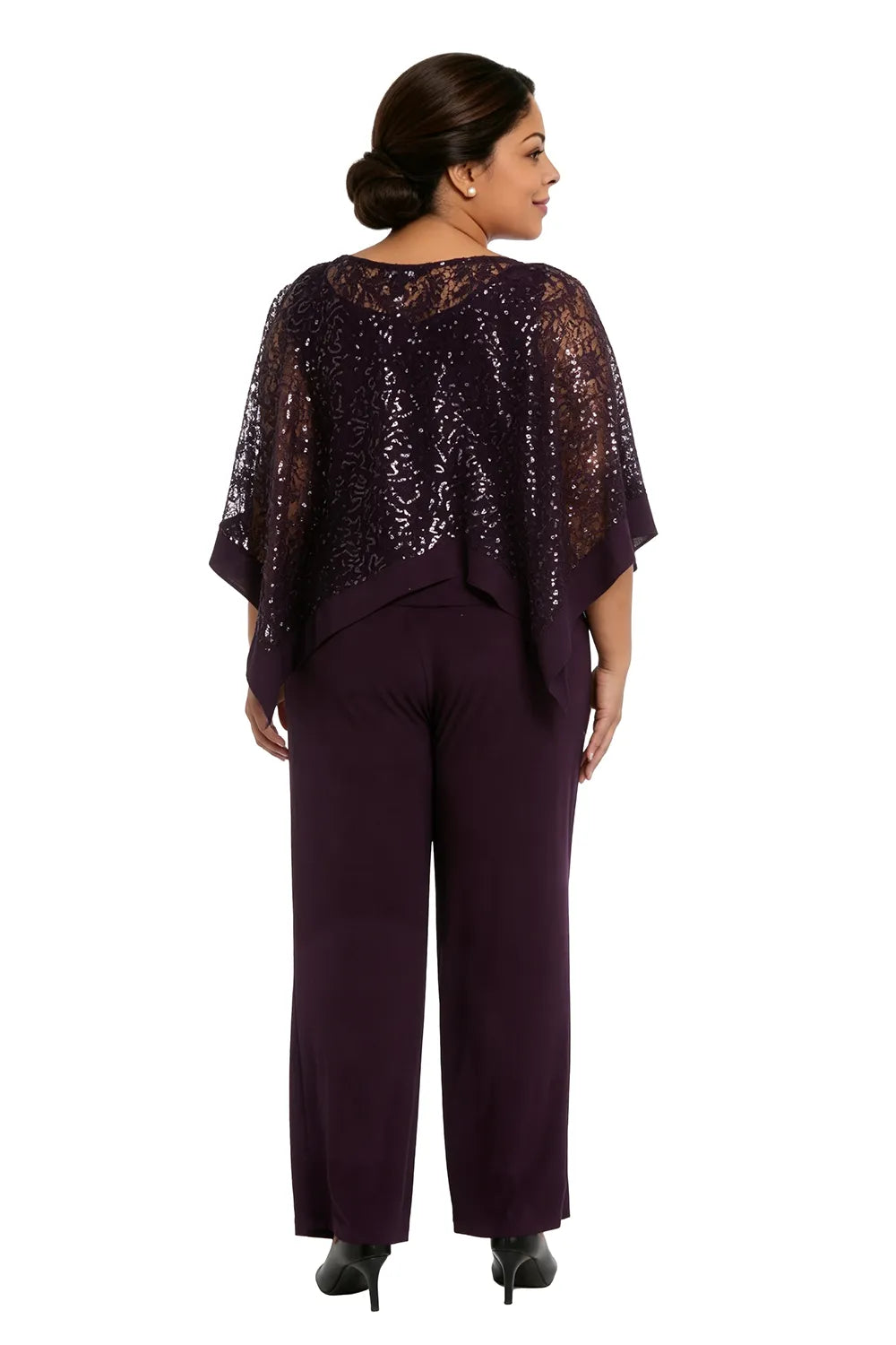 Plus Size Sequin Cape Mother of the Bride Pant Suit