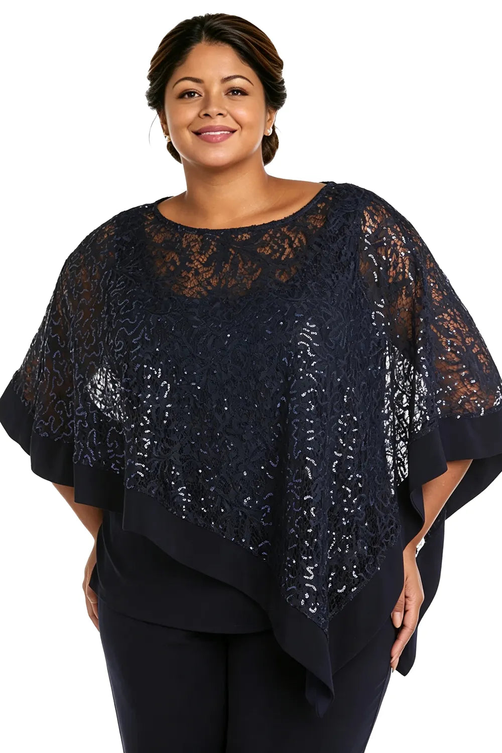 Plus Size Sequin Cape Mother of the Bride Pant Suit