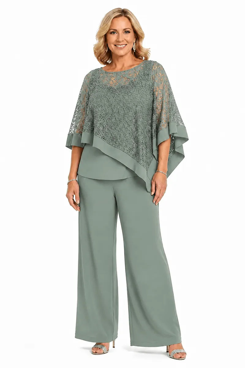 Plus Size Sequin Cape Mother of the Bride Pant Suit