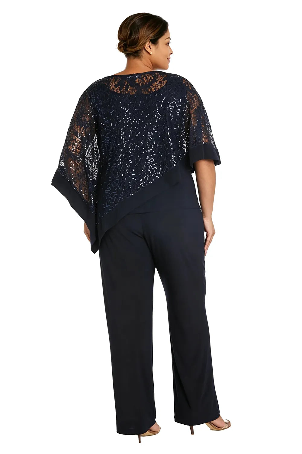 Plus Size Sequin Cape Mother of the Bride Pant Suit
