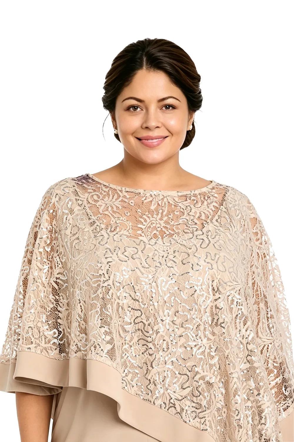 Plus Size Sequin Cape Mother of the Bride Pant Suit