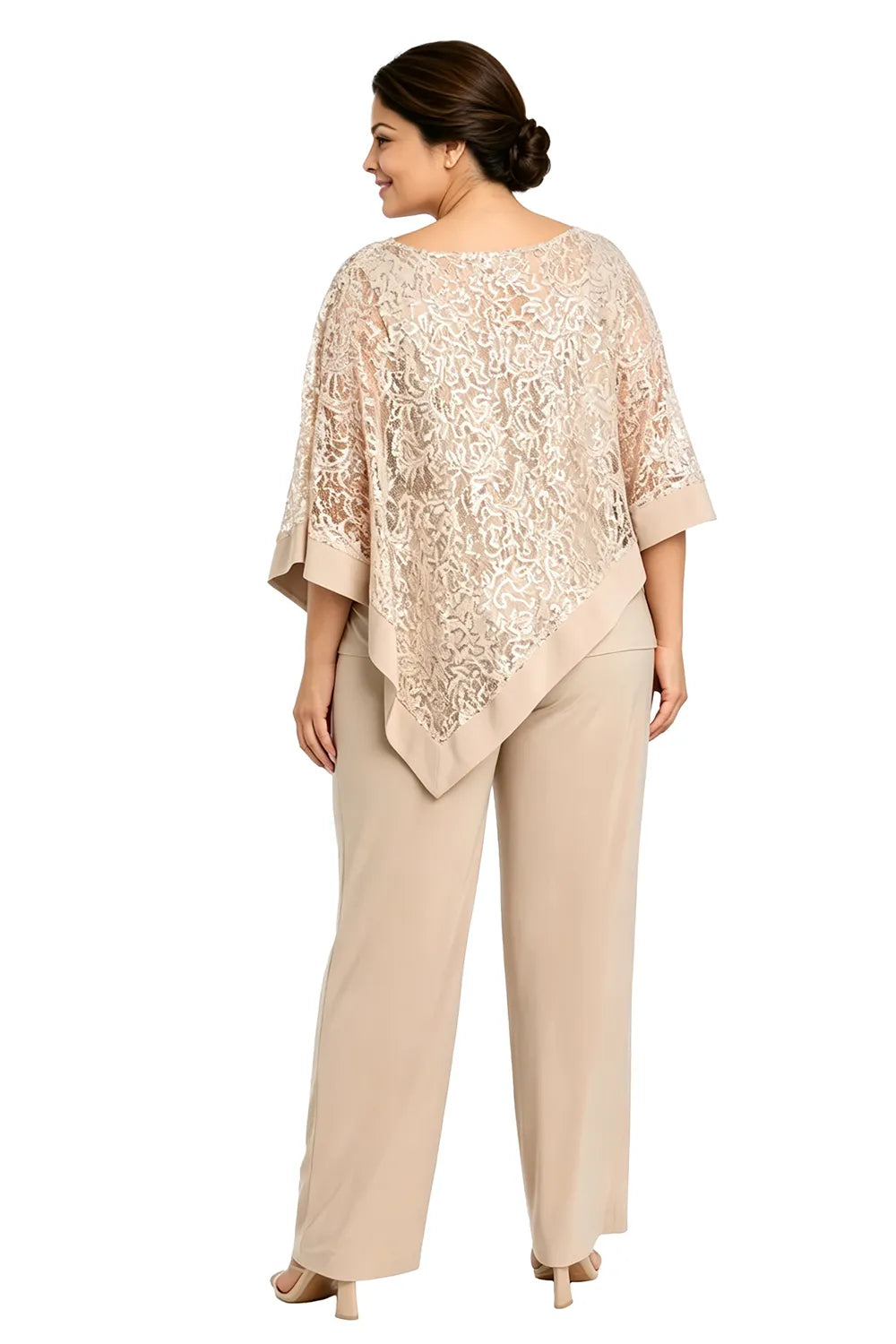 Plus Size Sequin Cape Mother of the Bride Pant Suit