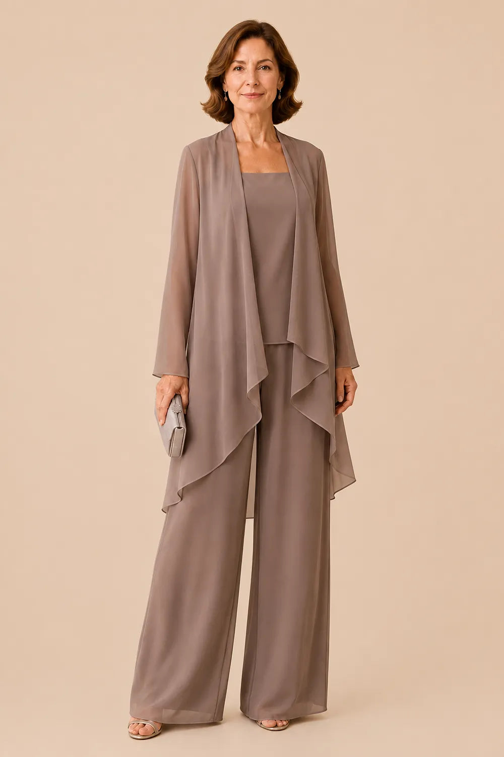 Graceful Mother of the Bride Chiffon Pant Suit