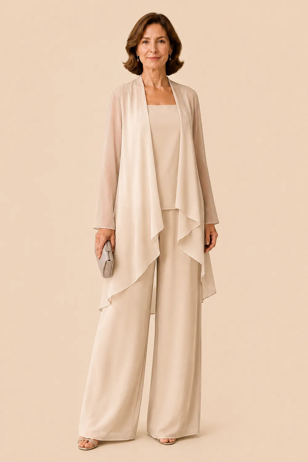 Graceful Mother of the Bride Chiffon Pant Suit
