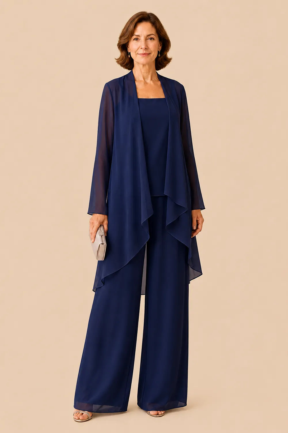 Graceful Mother of the Bride Chiffon Pant Suit