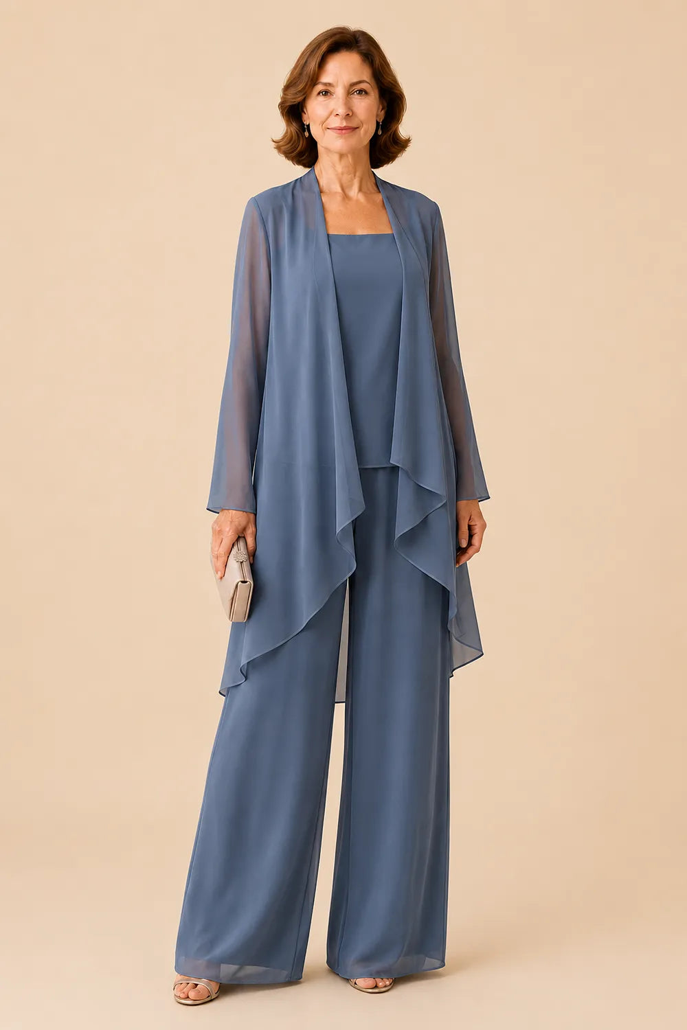 Graceful Mother of the Bride Chiffon Pant Suit