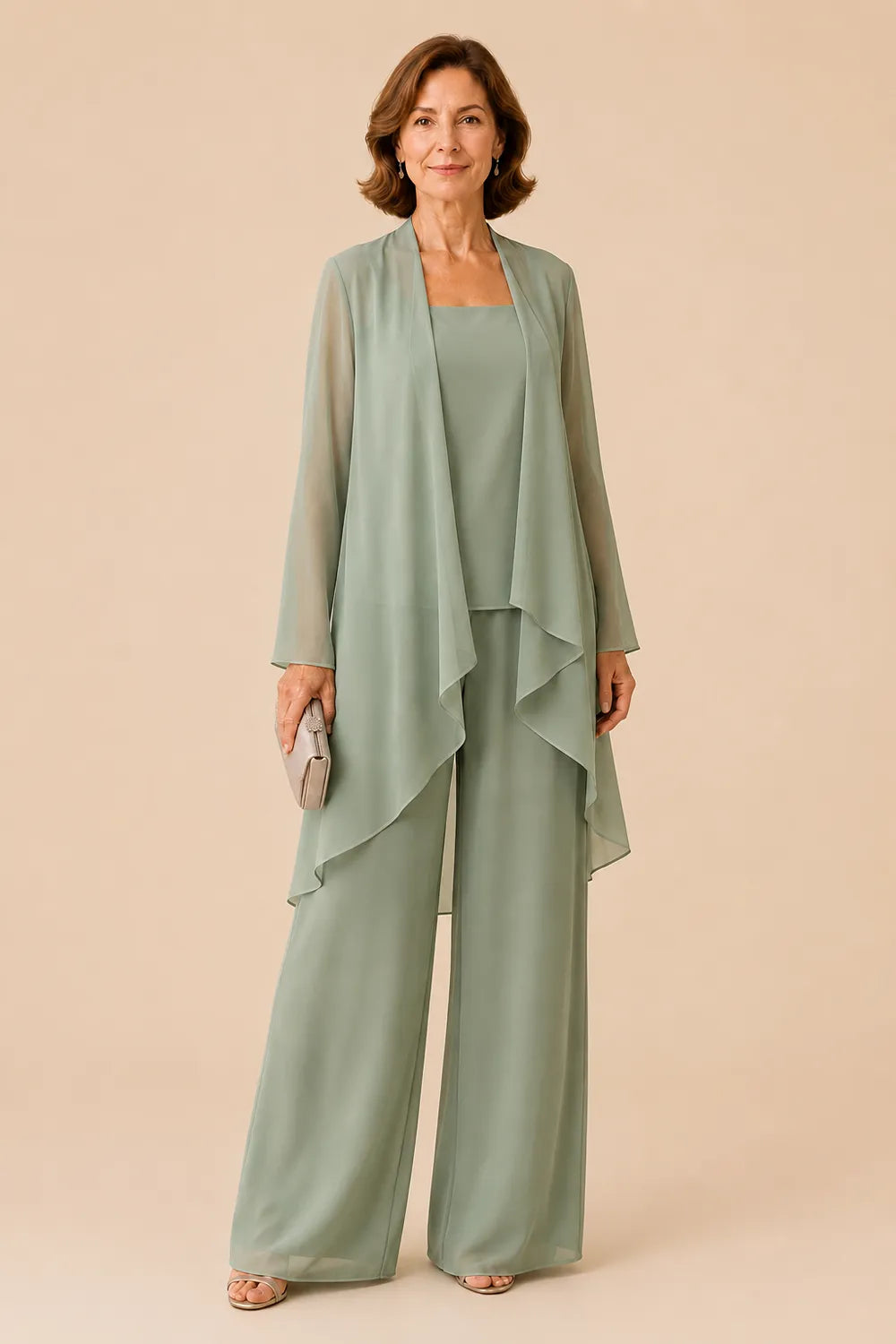 Graceful Mother of the Bride Chiffon Pant Suit