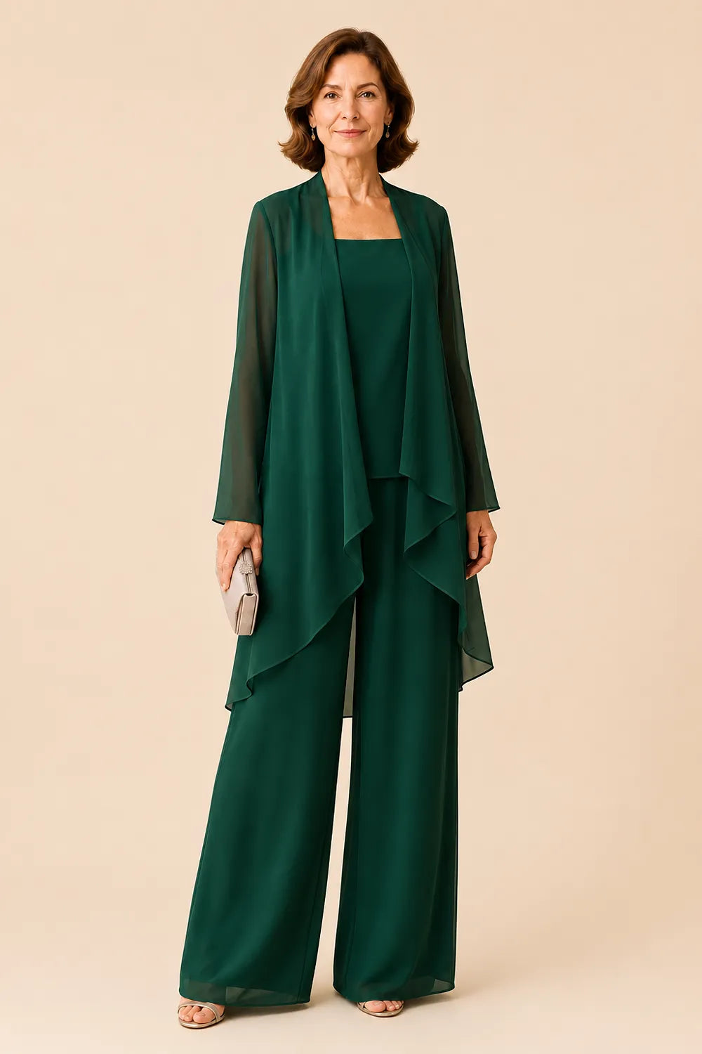 Graceful Mother of the Bride Chiffon Pant Suit