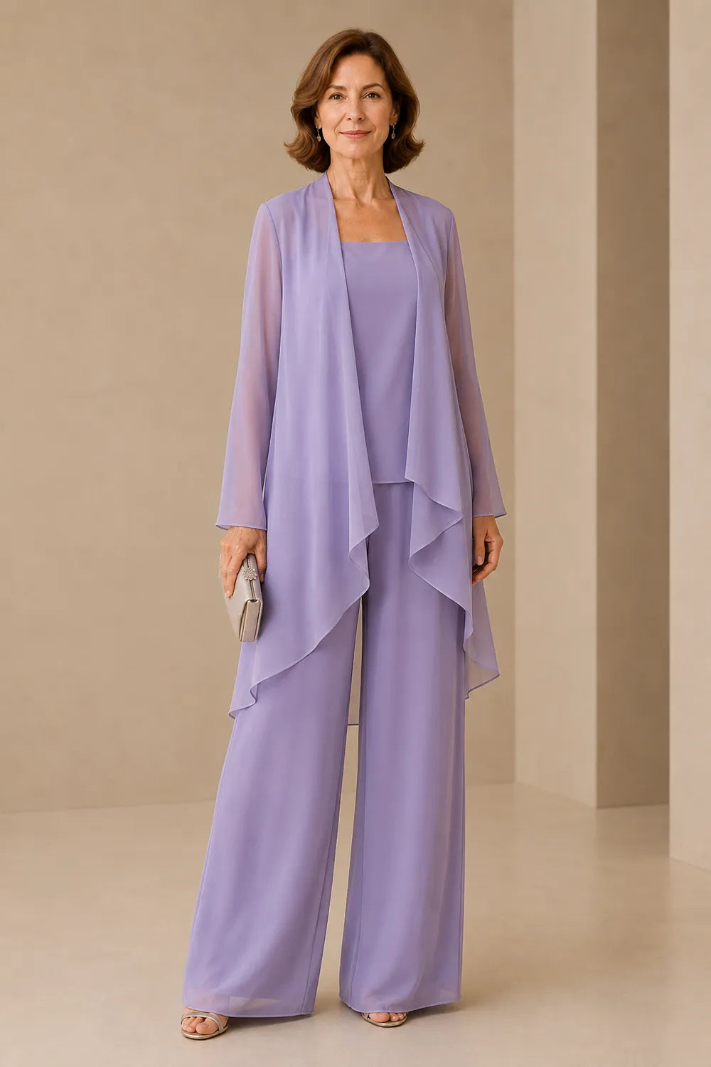 Graceful Mother of the Bride Chiffon Pant Suit