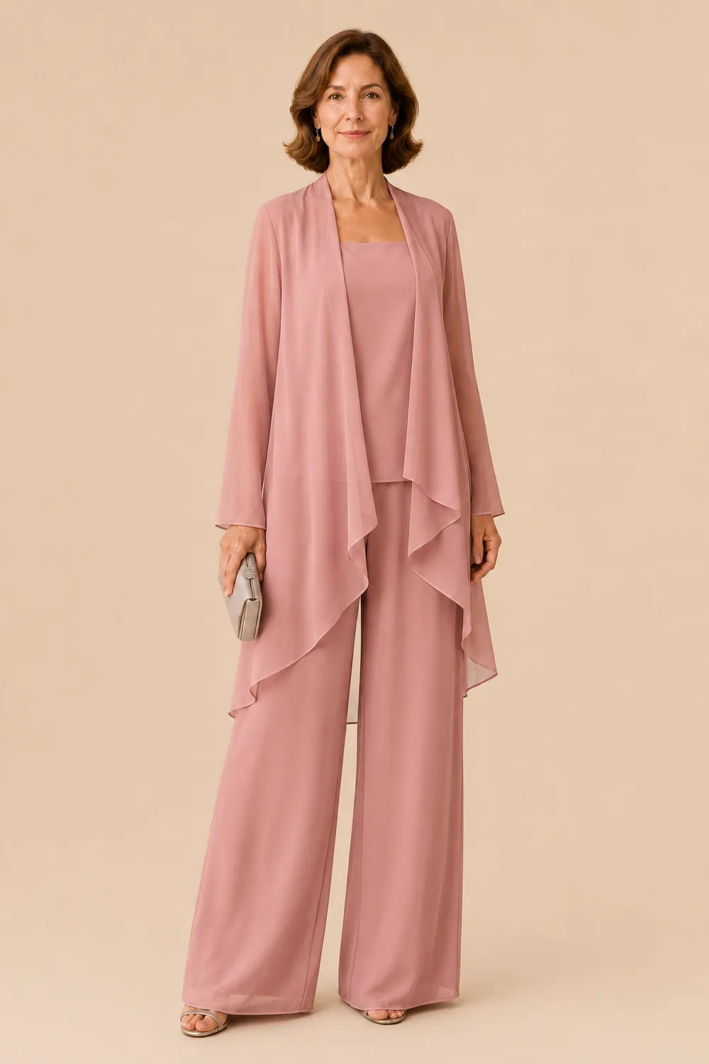 Graceful Mother of the Bride Chiffon Pant Suit