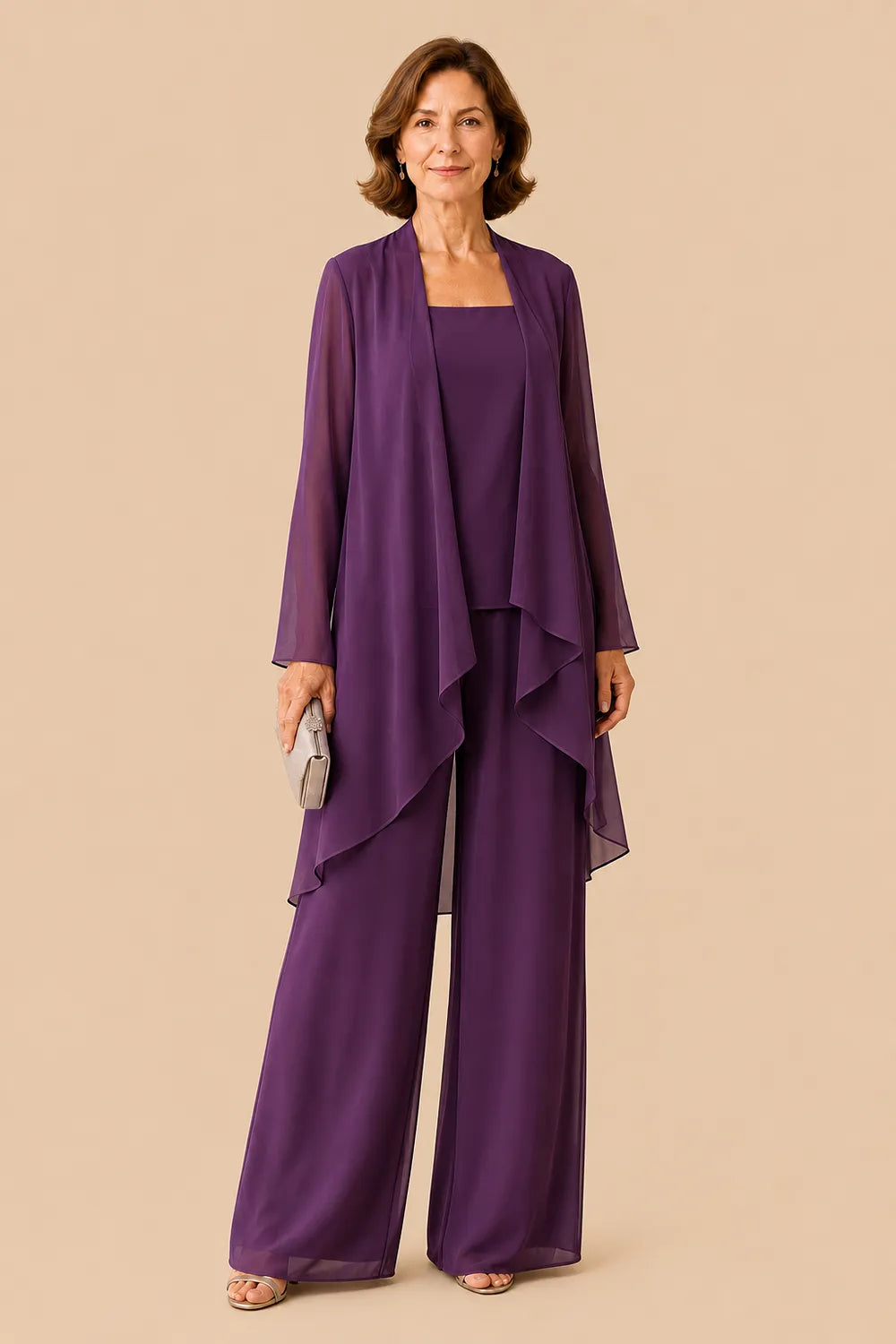 Graceful Mother of the Bride Chiffon Pant Suit