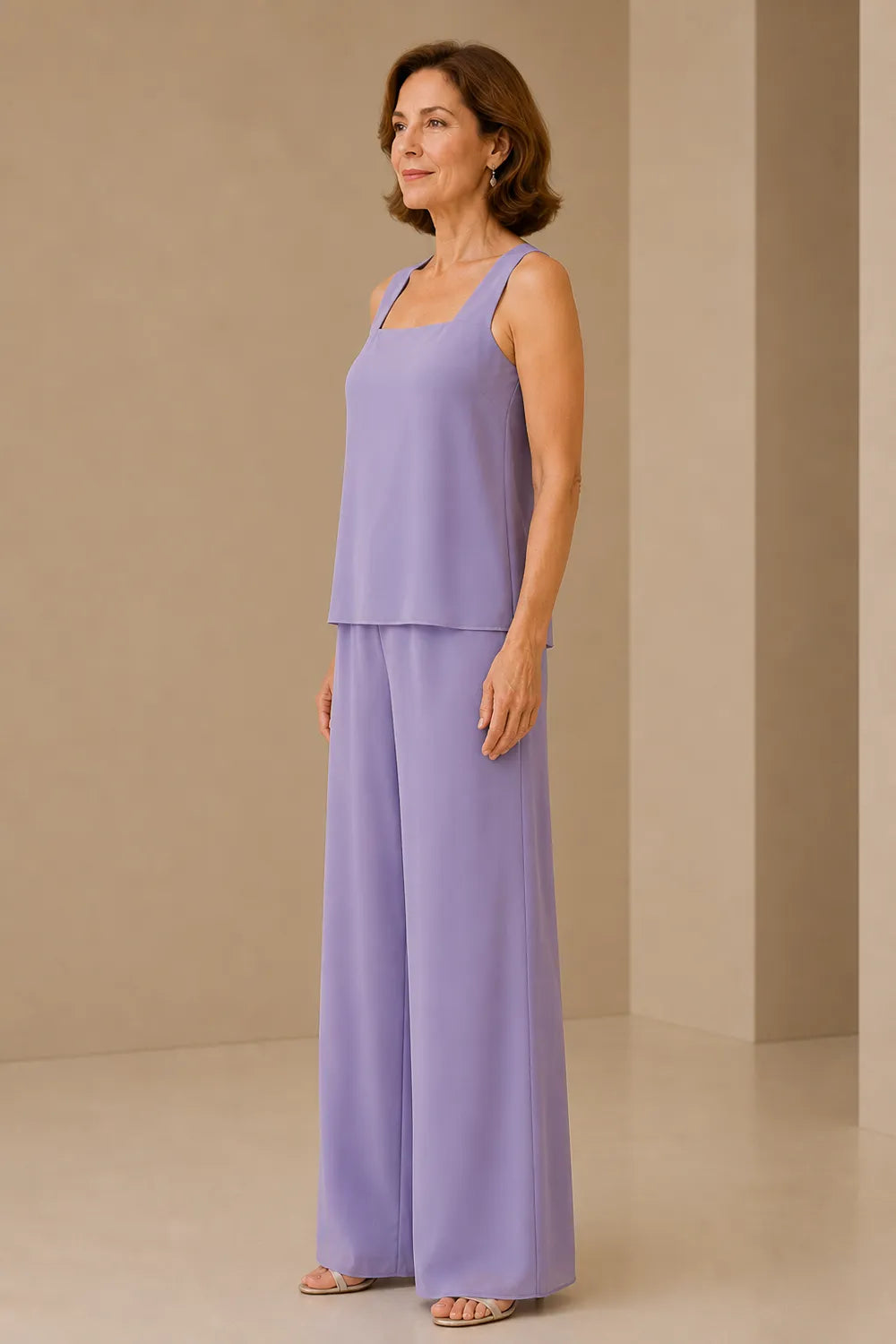 Graceful Mother of the Bride Chiffon Pant Suit