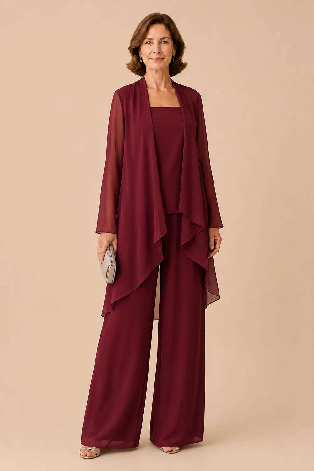 Graceful Mother of the Bride Chiffon Pant Suit