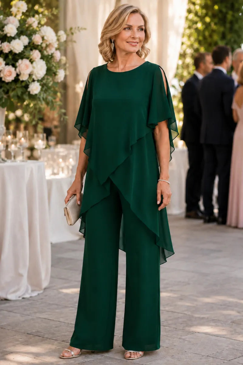 Valora Flowing Chiffon Formal Pant Set
