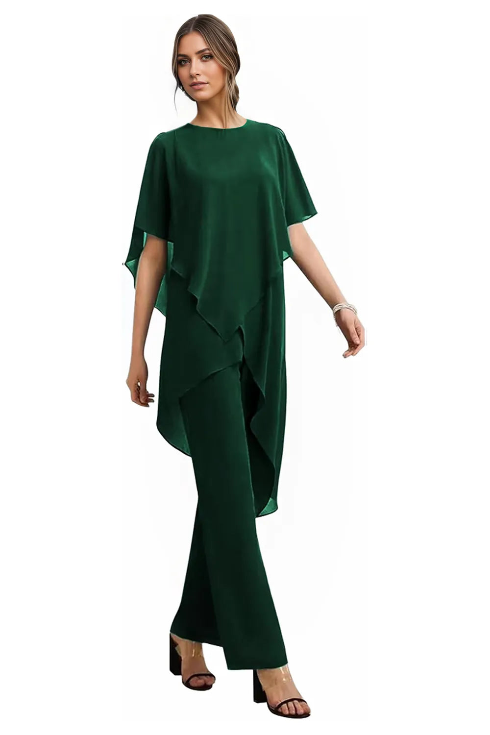 Valora Flowing Chiffon Formal Pant Set