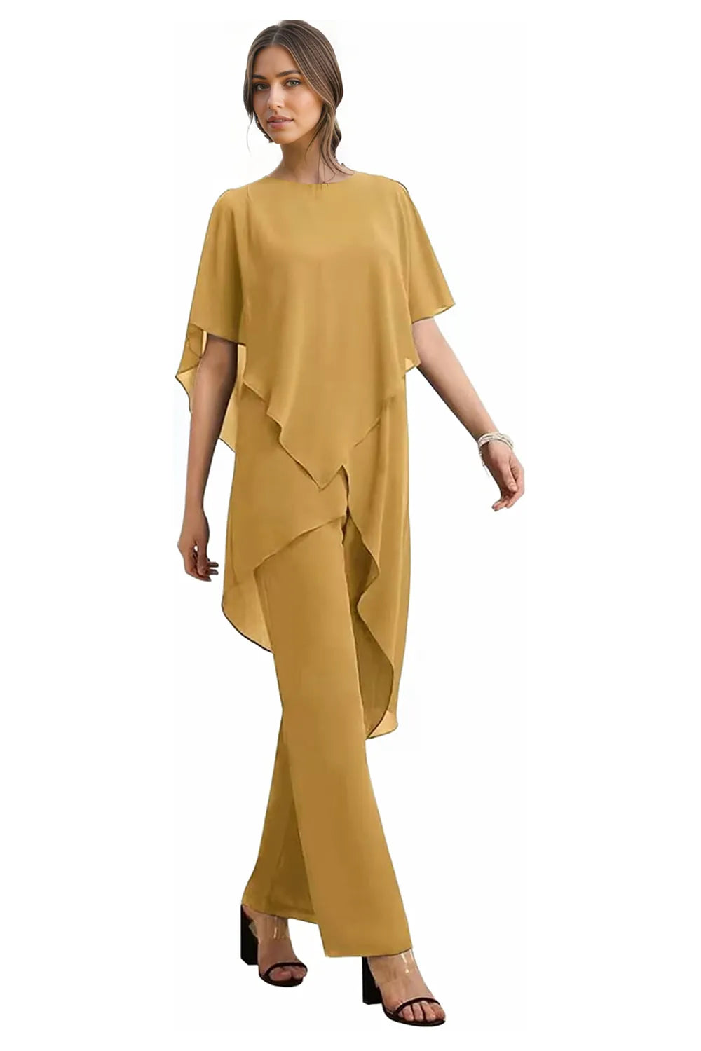 Valora Flowing Chiffon Formal Pant Set