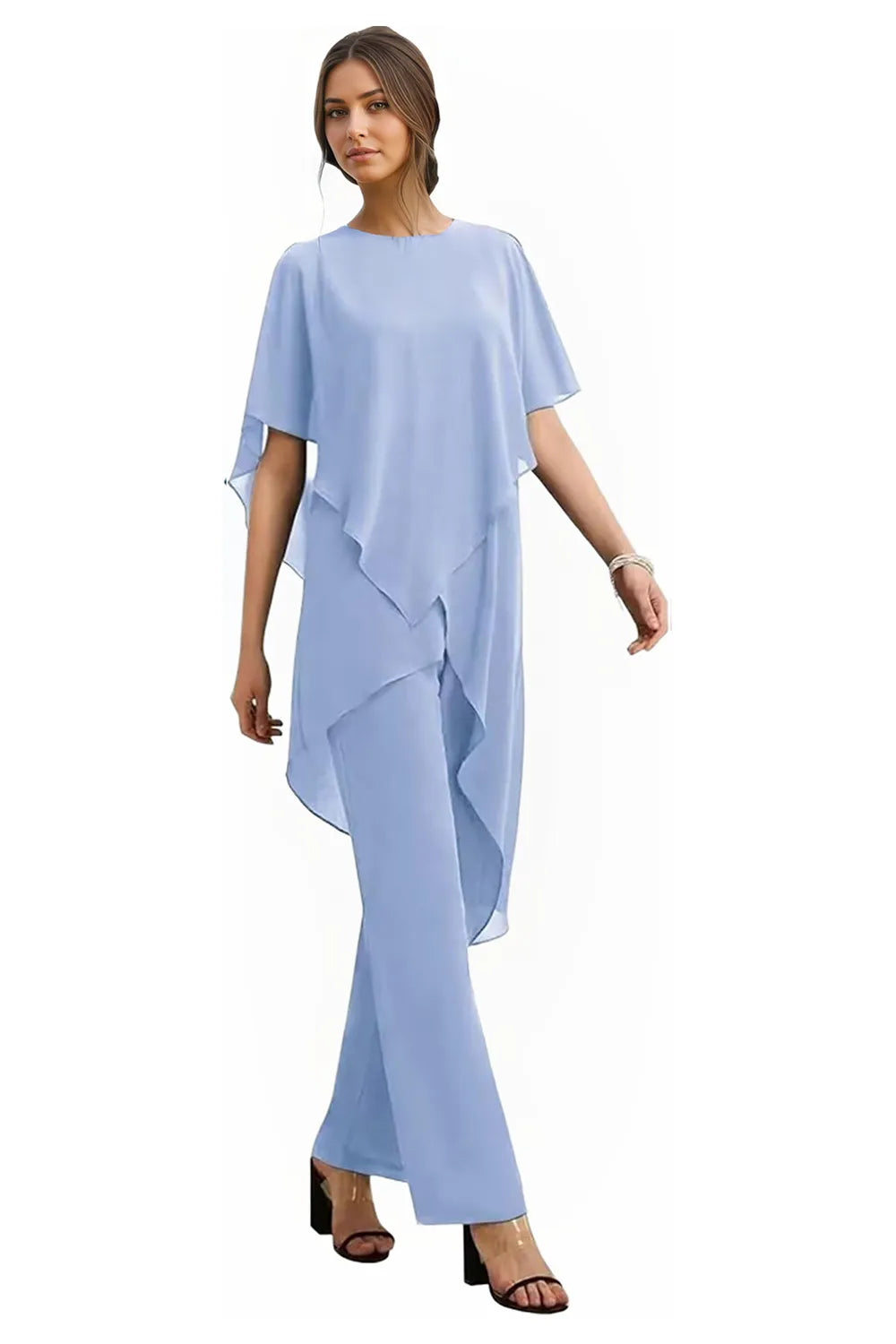 Valora Flowing Chiffon Formal Pant Set