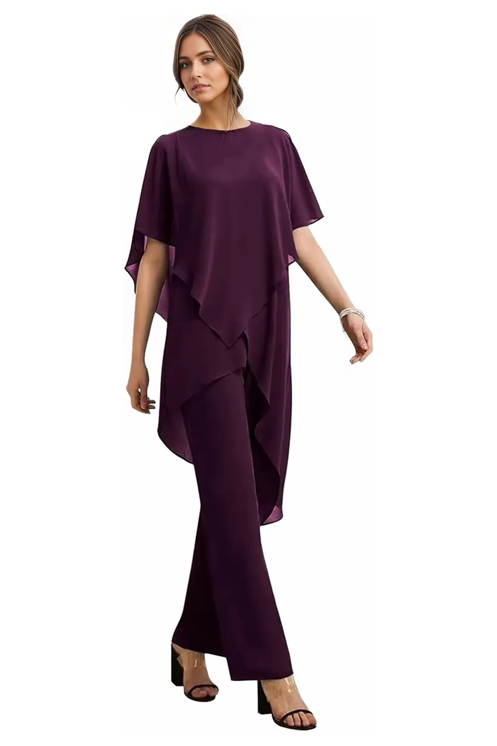 Valora Flowing Chiffon Formal Pant Set