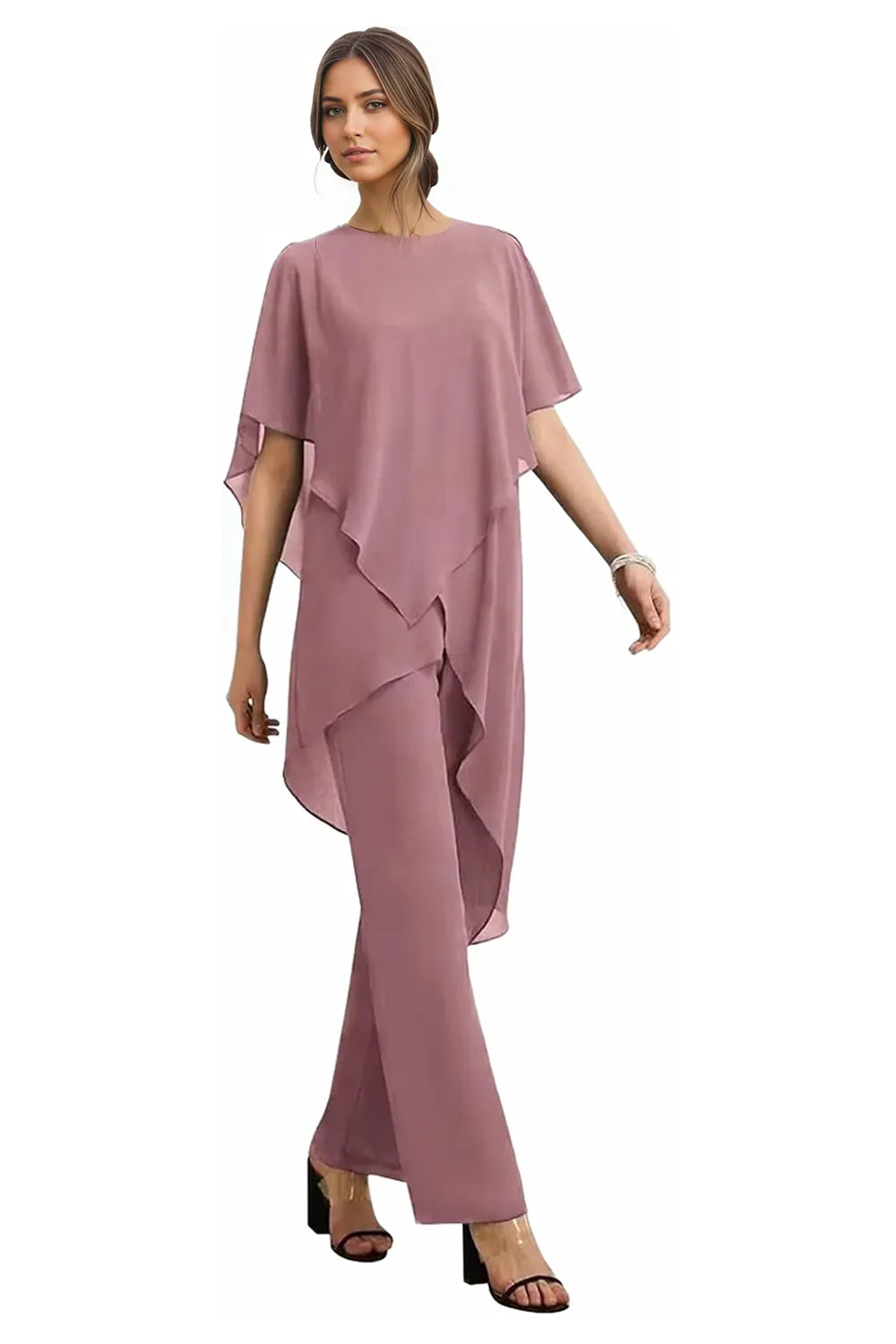 Valora Flowing Chiffon Formal Pant Set