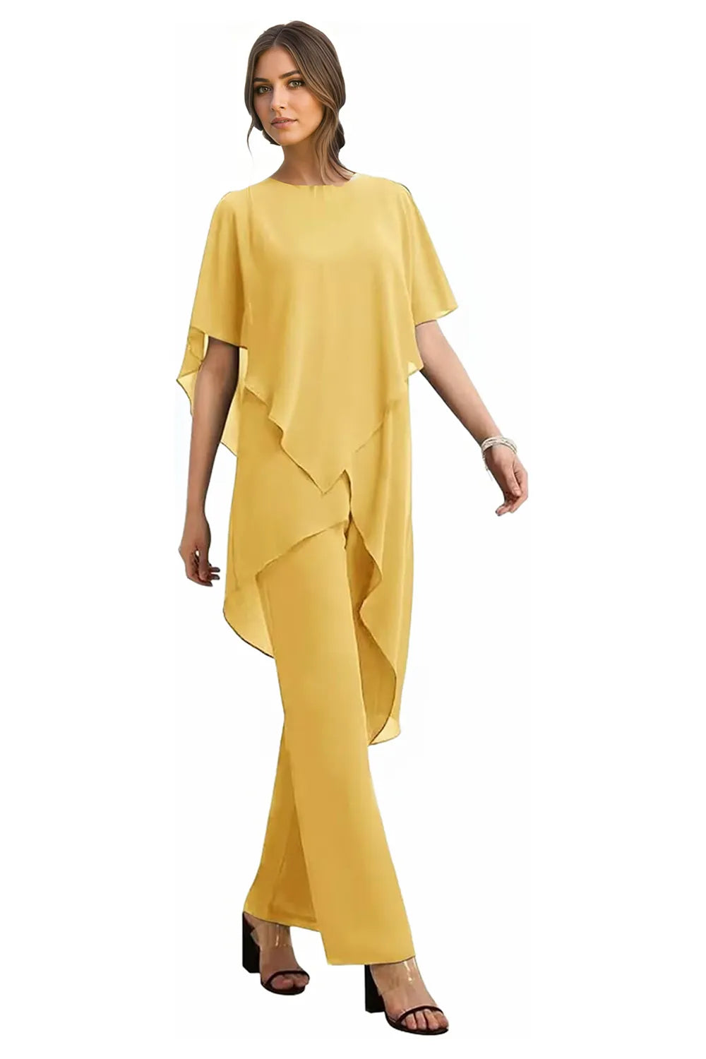 Valora Flowing Chiffon Formal Pant Set