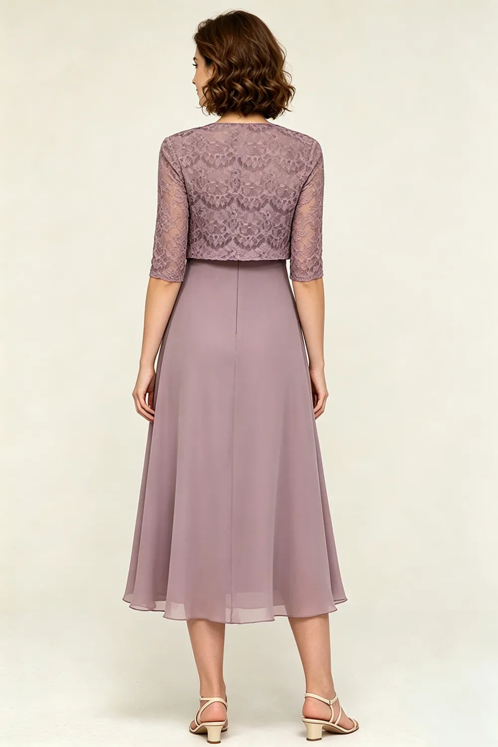 Lace Jacket Midi Formal Dress
