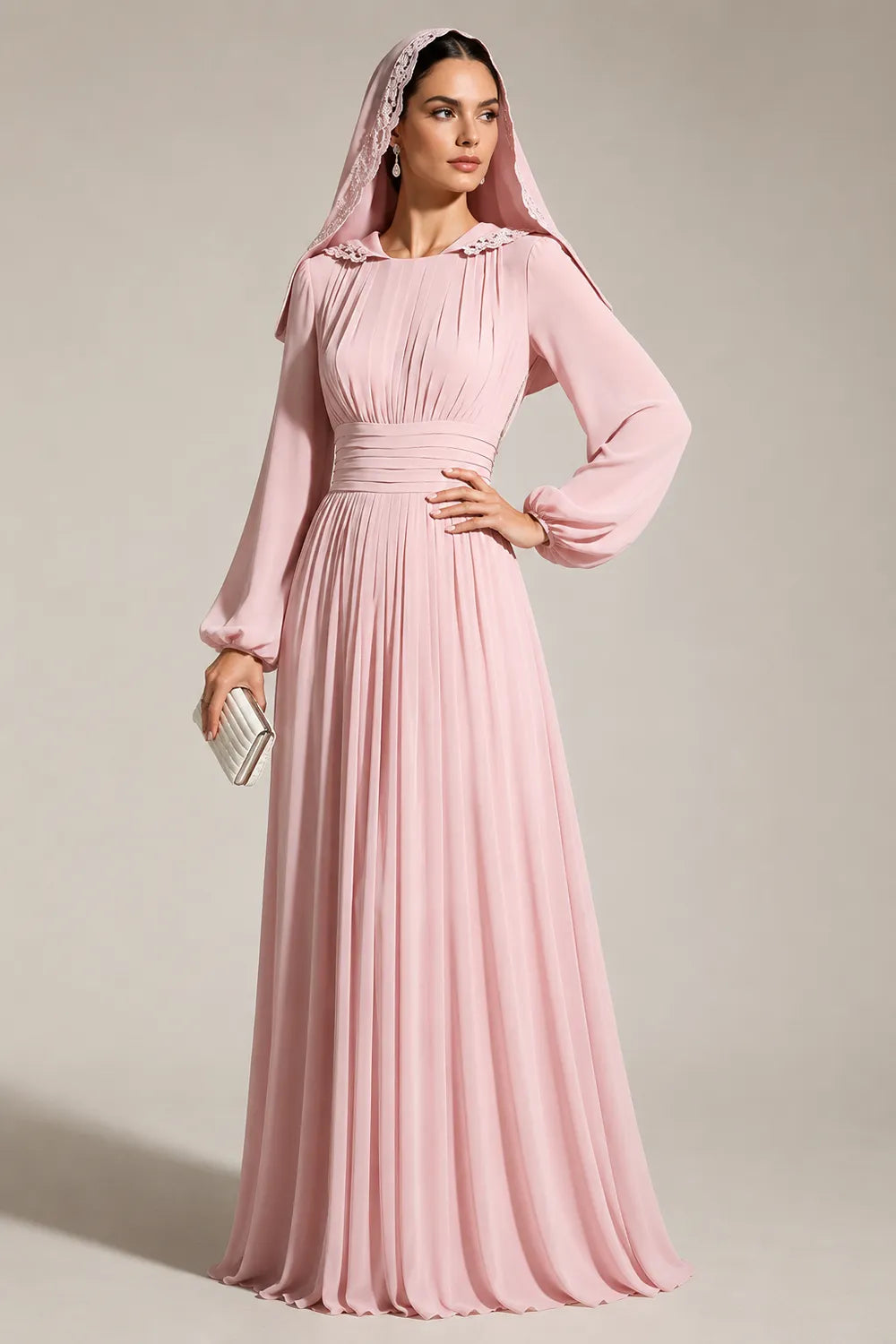 Modest Long Sleeve Wedding Guest Dress