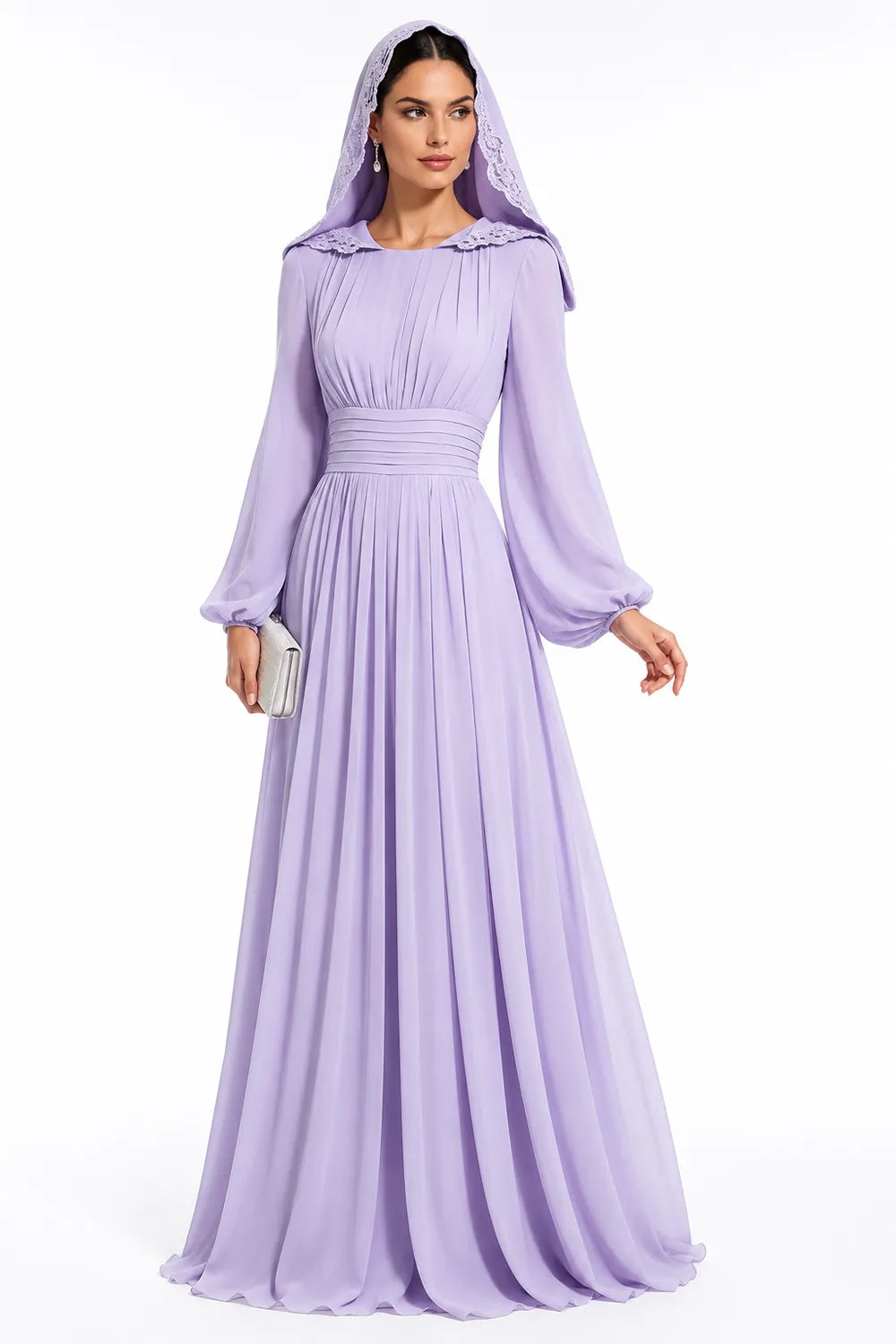 Modest Long Sleeve Wedding Guest Dress