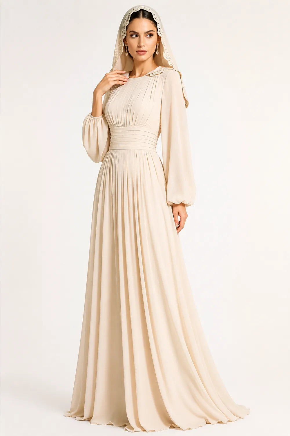 Modest Long Sleeve Wedding Guest Dress