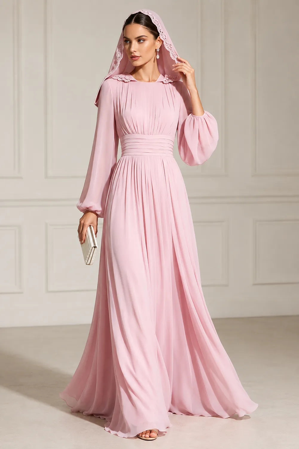 Modest Long Sleeve Wedding Guest Dress