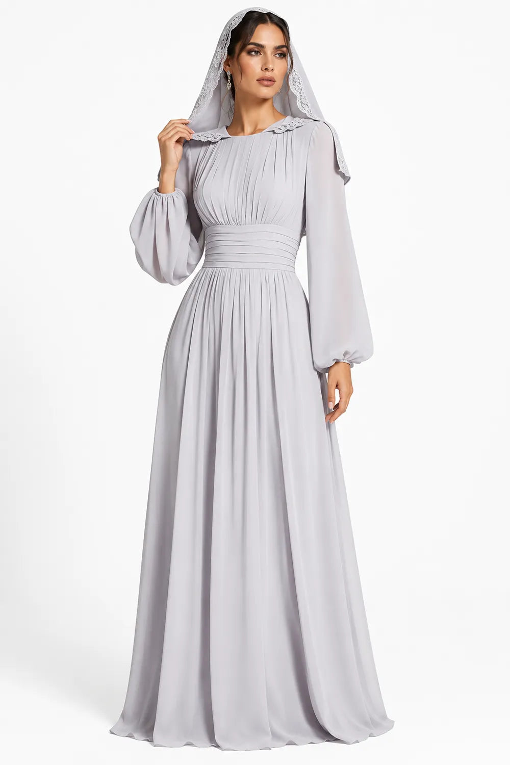 Modest Long Sleeve Wedding Guest Dress