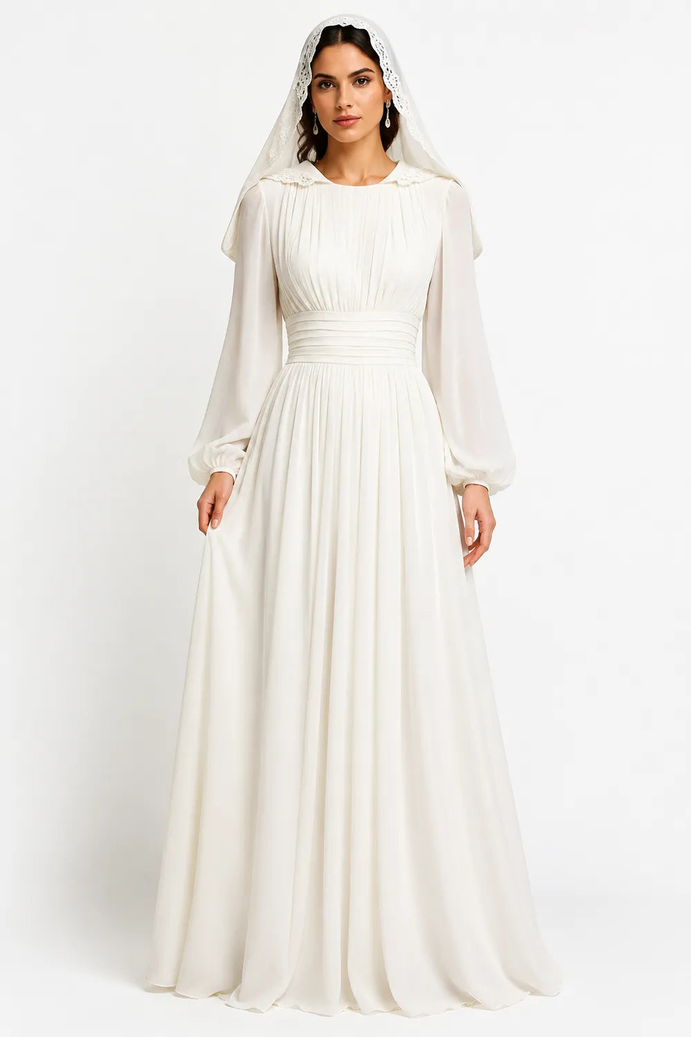 Modest Long Sleeve Wedding Guest Dress