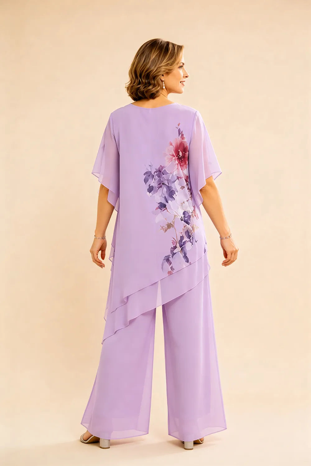 Floral Chiffon Wide-Leg Pant Set