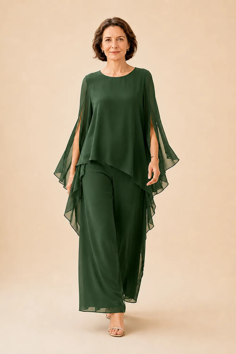 Flowing Chiffon Overlay Mother of the Bride Pant Set