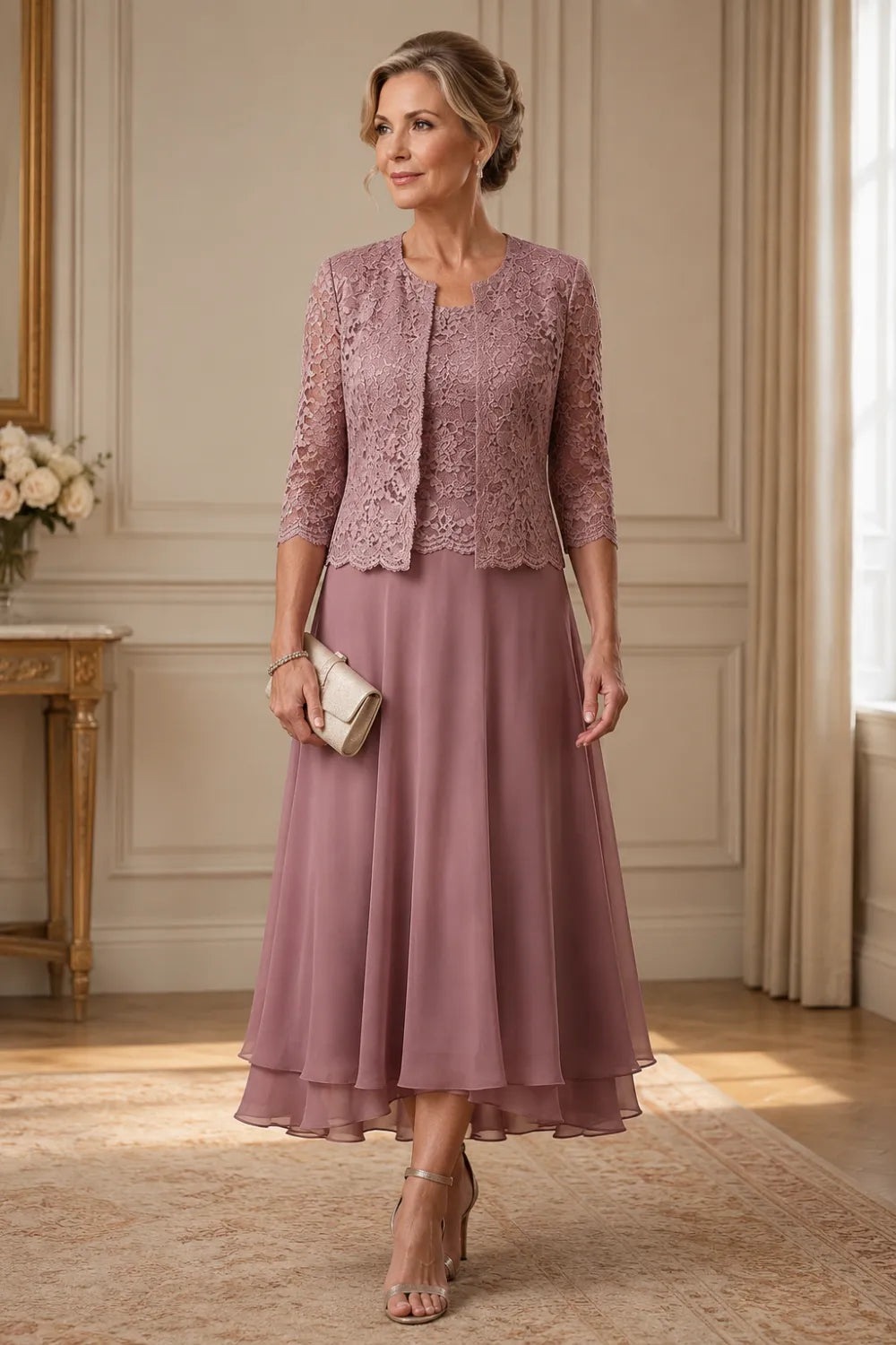 Timeless Lace Top A-Line Occasion Dress