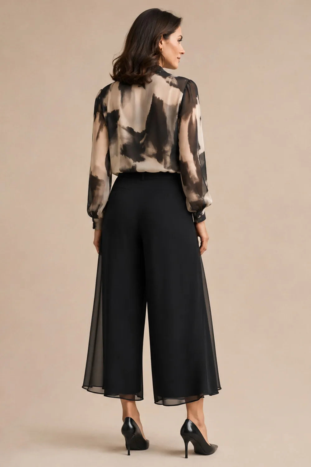 Refined Printed Wide Leg Pant Suit