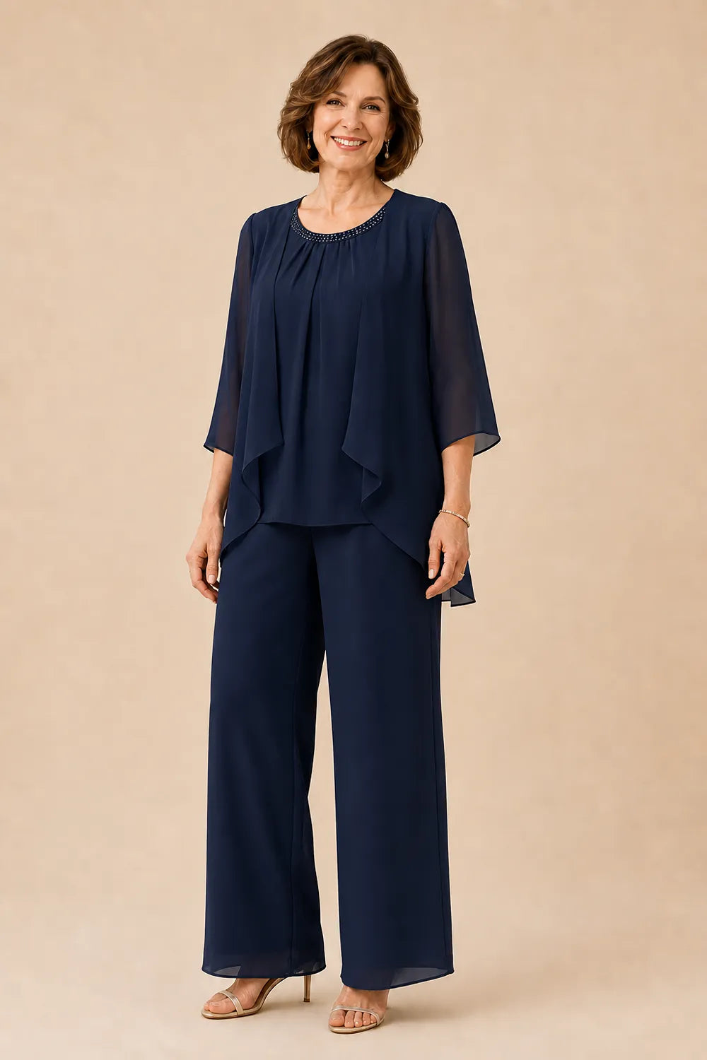 Mother of the Bride Chiffon Overlay Pant Suit