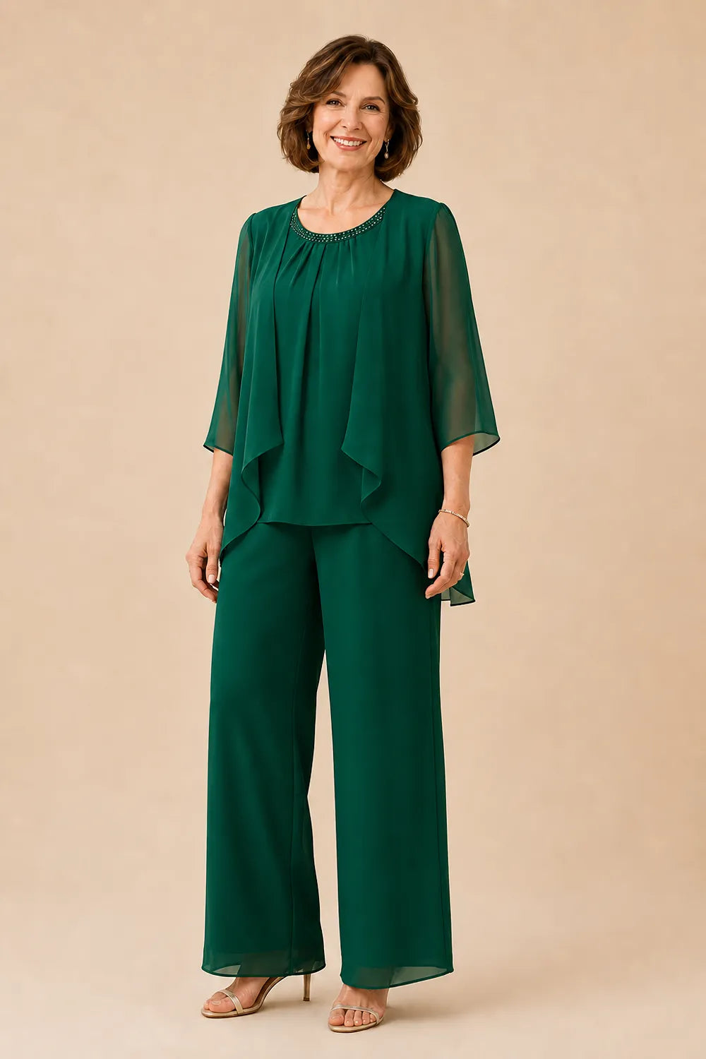 Mother of the Bride Chiffon Overlay Pant Suit