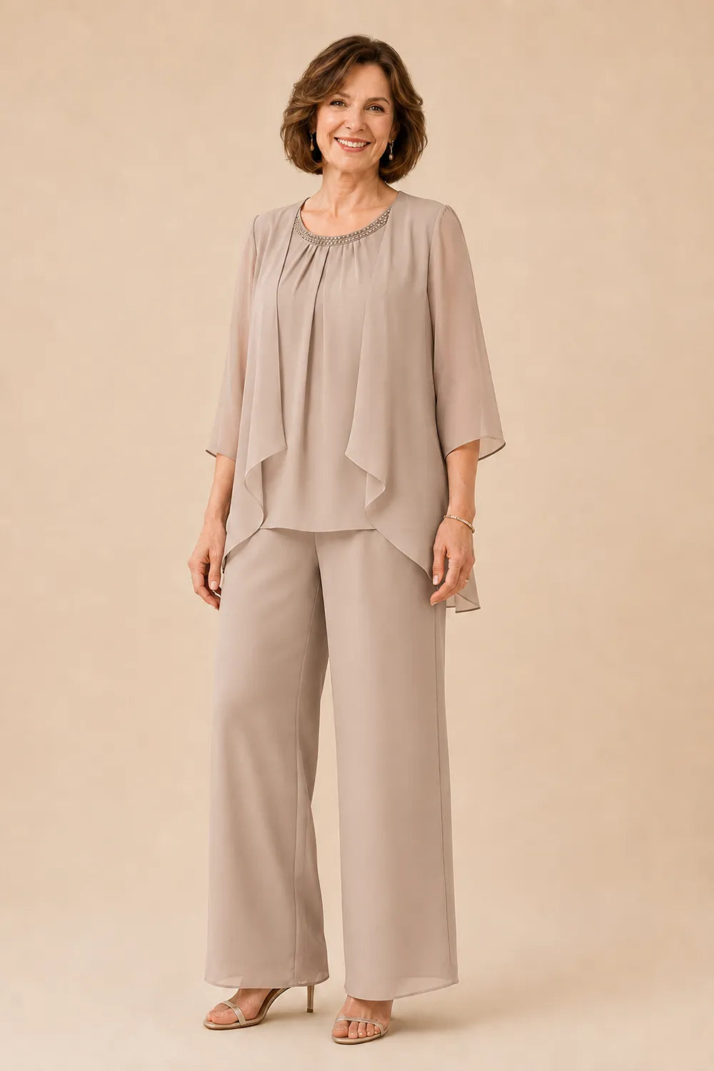 Mother of the Bride Chiffon Overlay Pant Suit