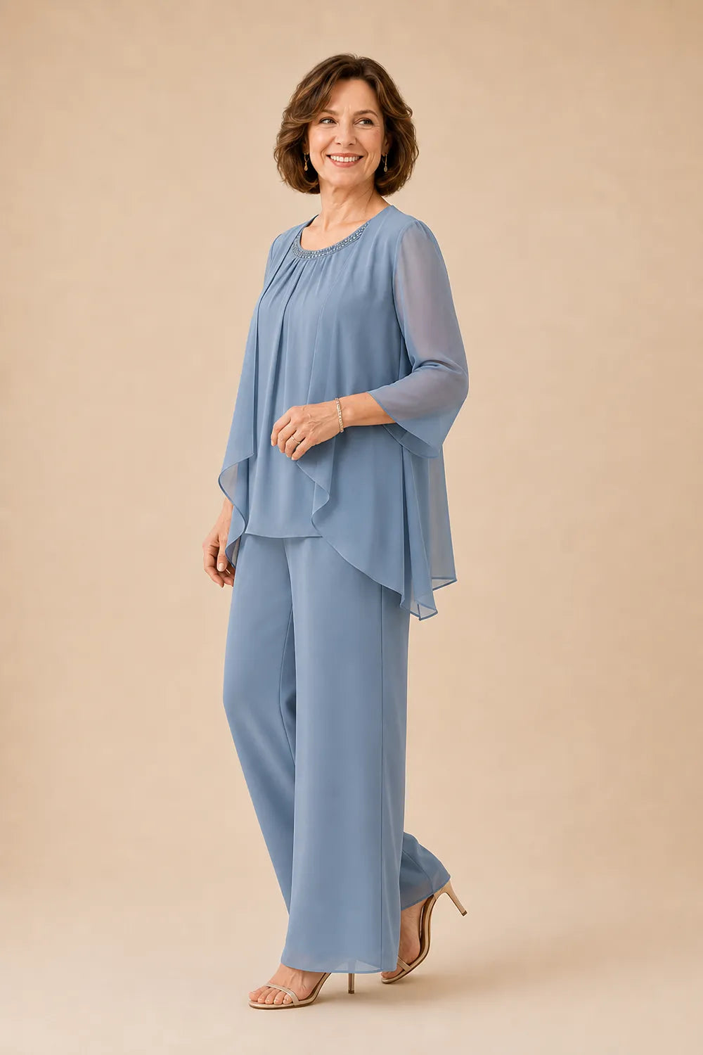 Mother of the Bride Chiffon Overlay Pant Suit